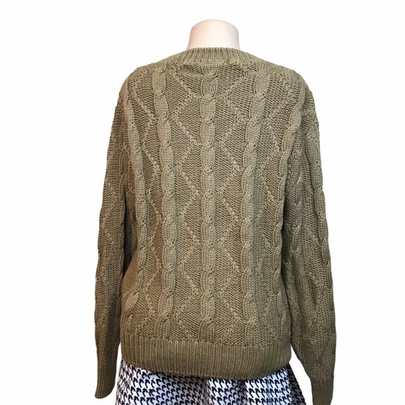 ACA Joe Olive Cable Knit Sweater NWOT - Picture 5 of 6